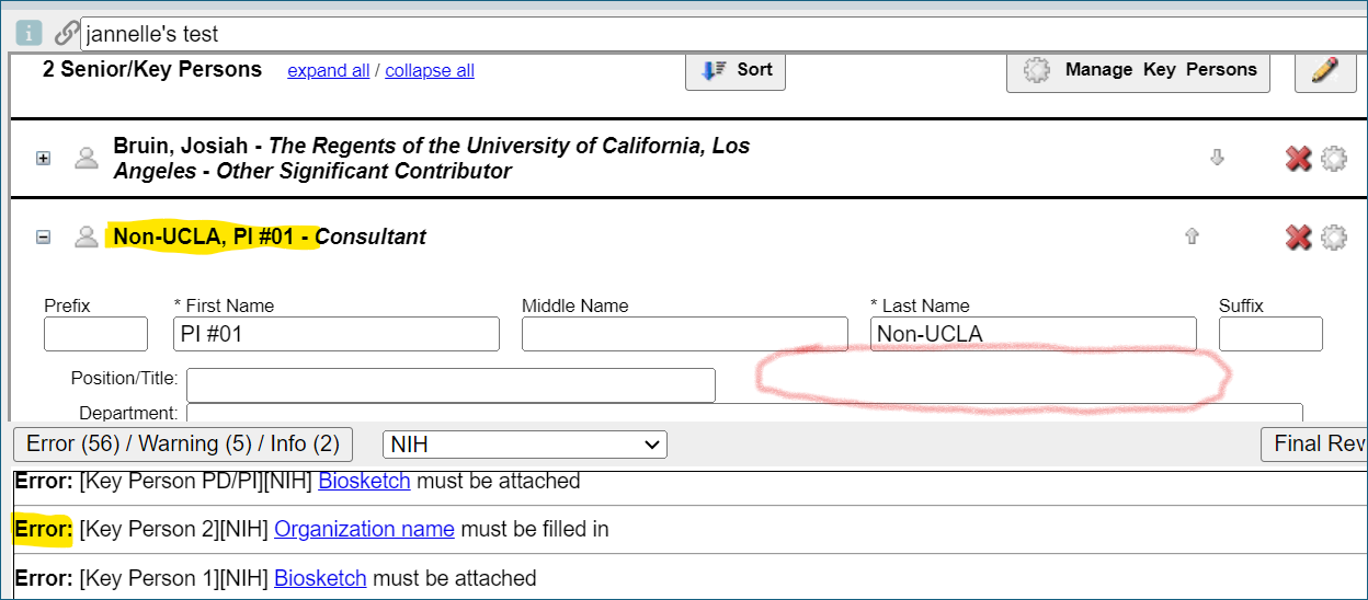 Image of Organization Name field not appearing on the RR Key Persons form in S2S Grants (Cayuse)
