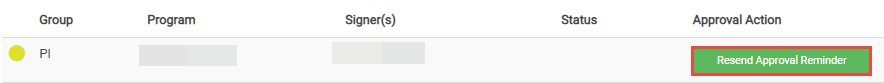 Screenshot of Resend Approval Reminder